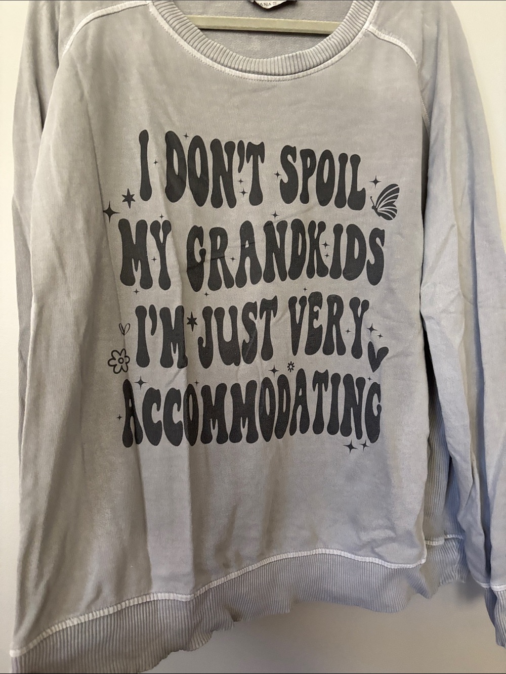 Zenana Outfitters Light Gray Graphic Sweatshirt - Black Lettering
